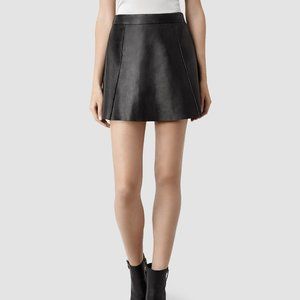 All Saints Women's Black Leather Sens Mini Skirt - U.S. Size 6